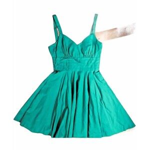 BB Dakota Small Green Sweetheart Pleated Ruffle Dress 2 Small